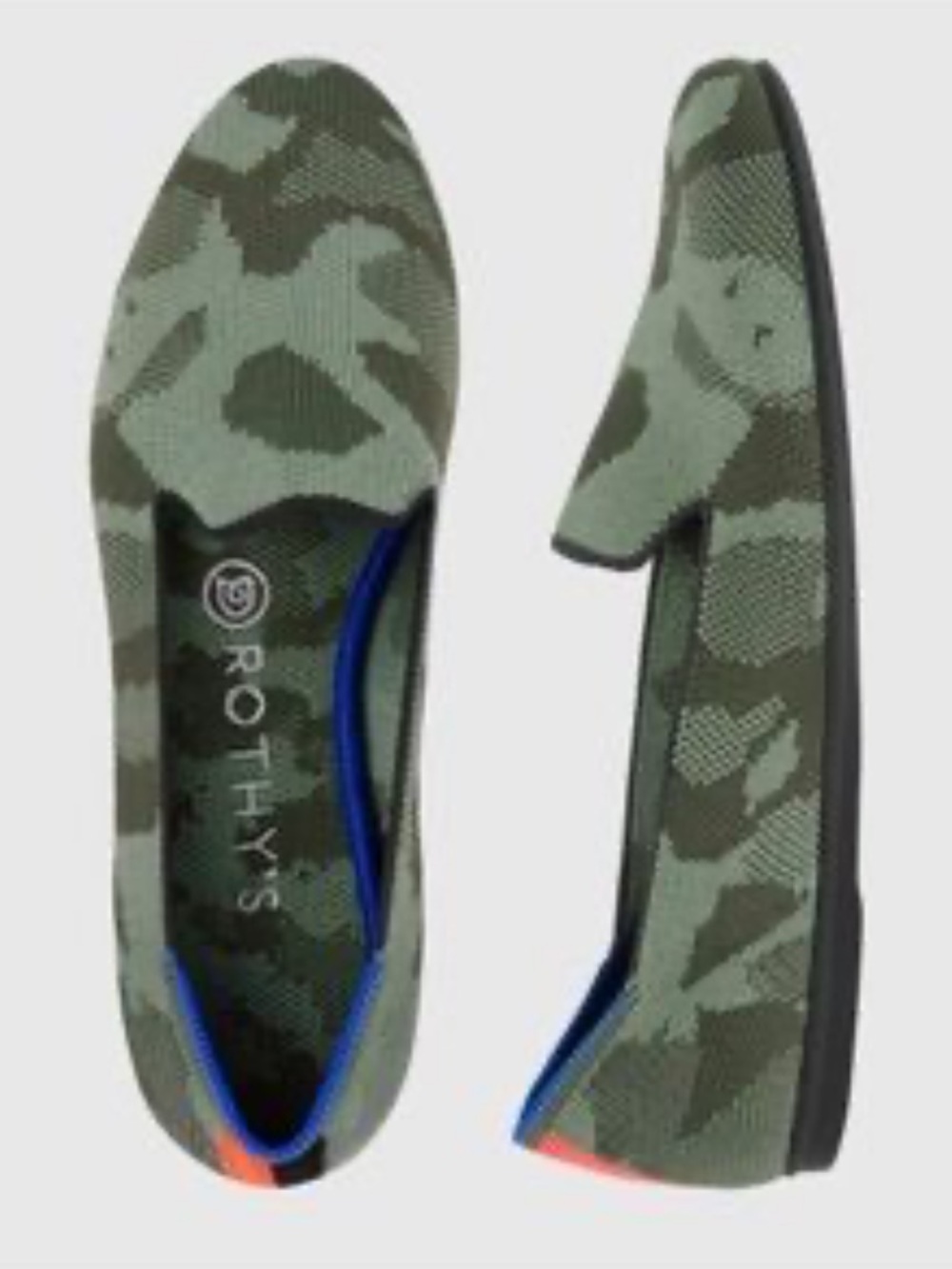 Rothy’s Daily Loafer in Green Camo Almond Toe Size 7.5 Women’s